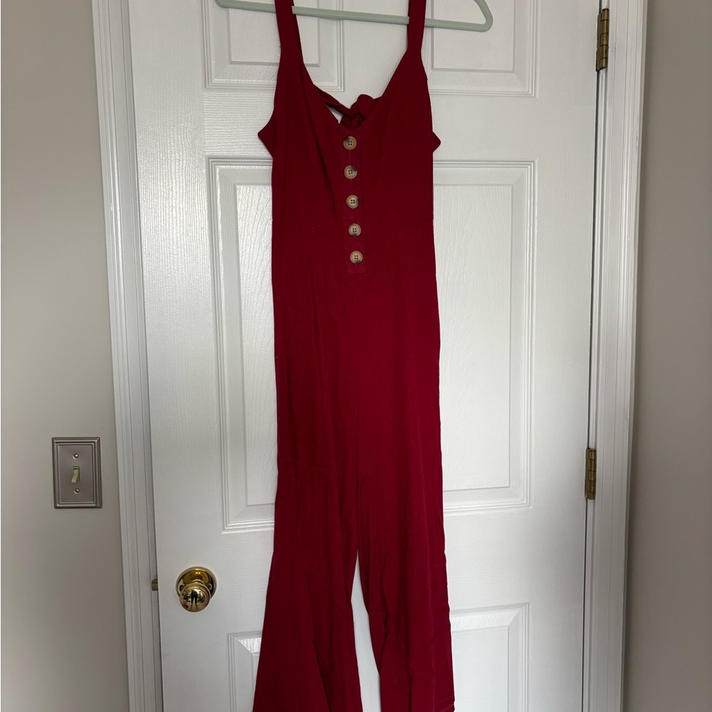 Kendall & Kylie Cherry Jumpsuit with Button Detail